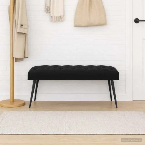 Klupa s gumbastim tkanjem Crna 110 x 40 x 46 cm Baršun - Crna 110 x 40 x 46 cm Cijena