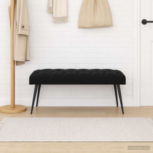 Klupa s gumbastim tkanjem Crna 110 x 40 x 46 cm Baršun - Crna 110 x 40 x 46 cm Cijena
