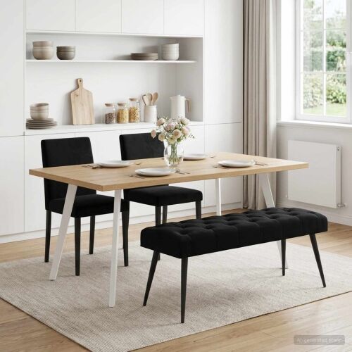 Klupa s gumbastim tkanjem Crna 110 x 40 x 46 cm Baršun - Crna 110 x 40 x 46 cm Cijena