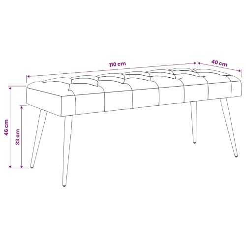 Klupa s gumbastim tkanjem Krem 110 x 40 x 46 cm Baršun - Krem 110 x 40 x 46 cm Cijena