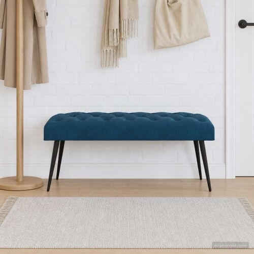 Klupa s gumbastim tkanjem Plava 110 x 40 x 46 cm Baršun - Plava 110 x 40 x 46 cm Cijena