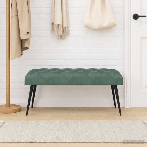 Klupa s gumbastim tkanjem Morska zelena 110 x 40 x 46 cm Baršun - zelena boja mora 110 x 40 x 46 cm Cijena