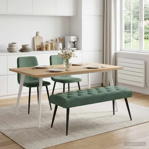 Klupa s gumbastim tkanjem Morska zelena 110 x 40 x 46 cm Baršun - zelena boja mora 110 x 40 x 46 cm Cijena