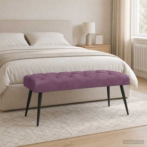 Klupa s gumbastim tkanjem Ljubičasta 110 x 40 x 46 cm Baršun - Ljubičasta 110 x 40 x 46 cm Cijena