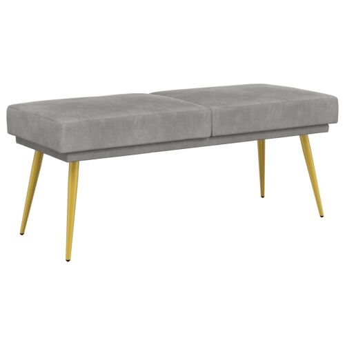 Klupa s dvostrukim slojem Svjetlosiva 120 x 45 x 46 cm Baršun - Svjetlosiva Cijena
