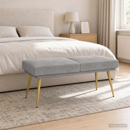 Klupa s dvostrukim slojem Svjetlosiva 120 x 45 x 46 cm Baršun - Svjetlosiva Cijena