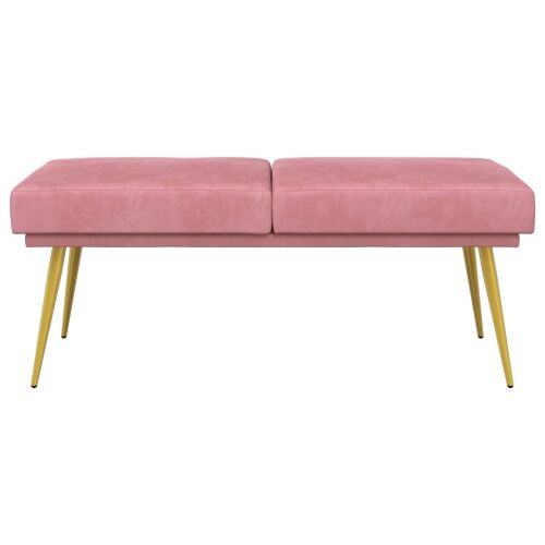 Klupa s dvostrukim slojem Ružičasta 120 x 45 x 46 cm Baršun - Ružičasta Cijena