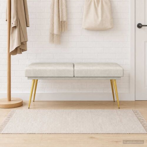 Klupa s dvostrukim slojem Krem 120 x 45 x 46 cm Baršun - Krem Cijena