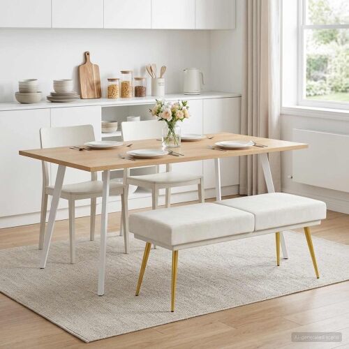 Klupa s dvostrukim slojem Krem 120 x 45 x 46 cm Baršun - Krem Cijena