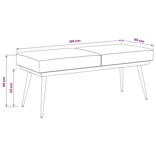 Klupa s dvostrukim slojem Plava 120 x 45 x 46 cm Baršun - Plava Cijena