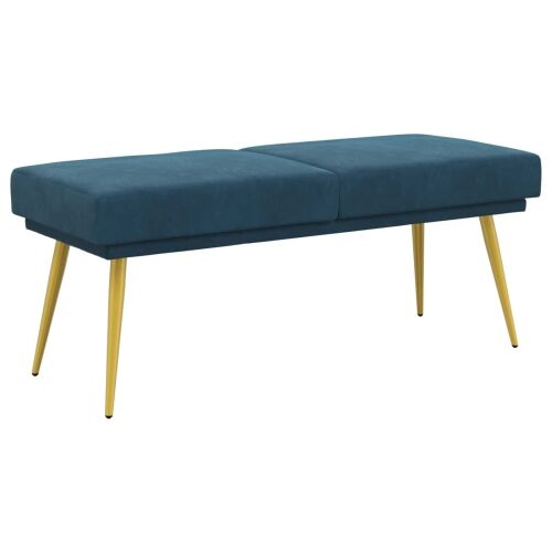Klupa s dvostrukim slojem Plava 120 x 45 x 46 cm Baršun - Plava Cijena