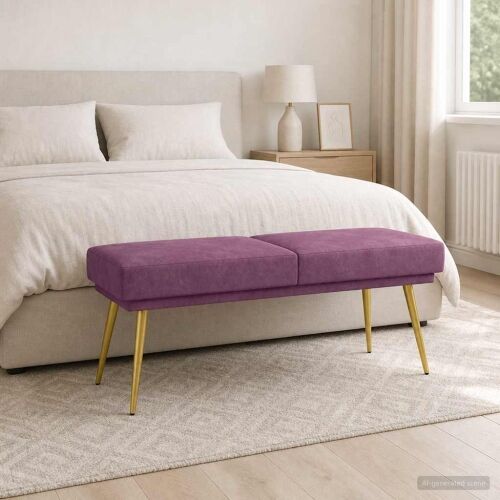 Klupa s dvostrukim slojem Ljubičasta 120 x 45 x 46 cm Baršun - Ljubičasta Cijena