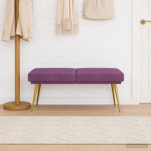 Klupa s dvostrukim slojem Ljubičasta 120 x 45 x 46 cm Baršun - Ljubičasta Cijena