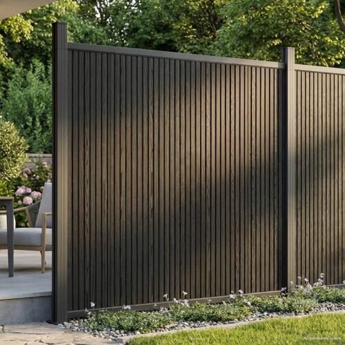 Panel ograde WPC i aluminij Crna - Crna 180 x 186 cm Cijena