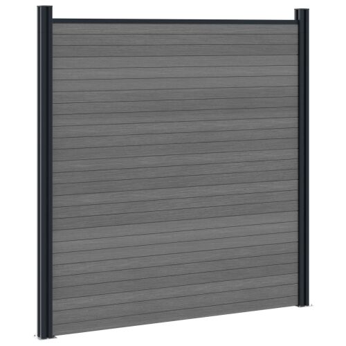 Set ograde 180 x 186 cm WPC i aluminij Siva - Siva 1 sekcija s 2 stuba (tamno sivi stub) Cijena