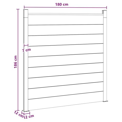 Set ograde 180 x 186 cm WPC i aluminij Siva - Siva 1 sekcija s 2 stuba (tamno sivi stub) Cijena