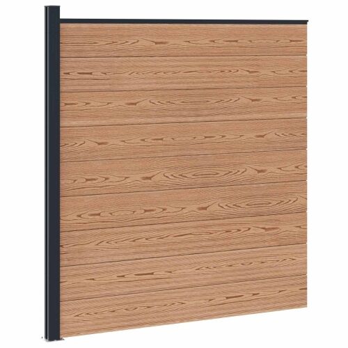 Set ograde 175 x 186 cm WPC i aluminij Smeđa - Smeđa 1 sekcija s 1 stupcem (tamno sivi stupac) Cijena