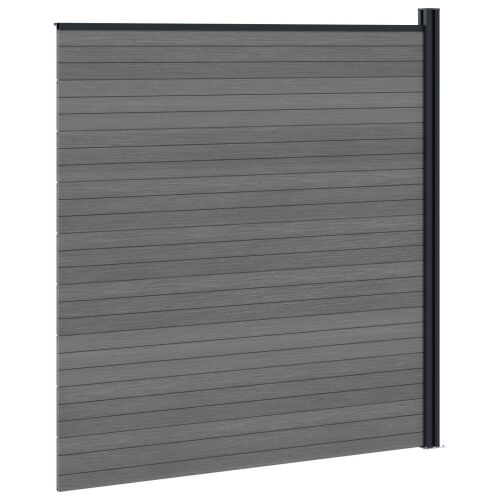 Set ograde 175 x 186 cm WPC i aluminij Siva - Siva 1 sekcija s 1 stupcem (tamno sivi stupac) Cijena
