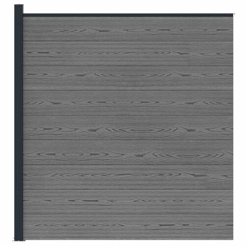 Set ograde 175 x 186 cm WPC i aluminij Siva - Siva 1 sekcija s 1 stupcem (tamno sivi stupac) Cijena