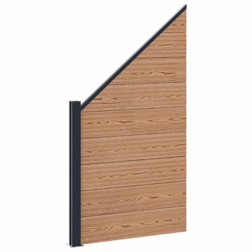 Set ograde 95 x 180 cm WPC i aluminij Smeđa - Smeđa 1 kosi odjeljak (tamnosivi stup) Cijena