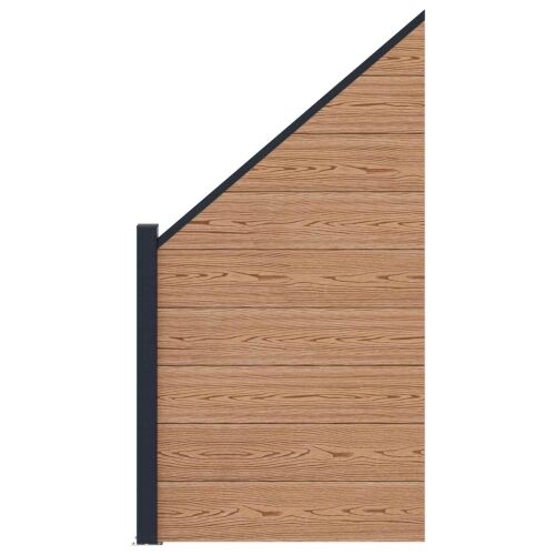 Set ograde 95 x 180 cm WPC i aluminij Smeđa - Smeđa 1 kosi odjeljak (tamnosivi stup) Cijena
