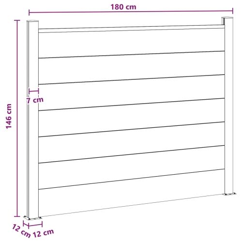 Panel ograde WPC i aluminij Siva - Siva 1 sekcija s 2 stuba (tamnosivi stub) Cijena