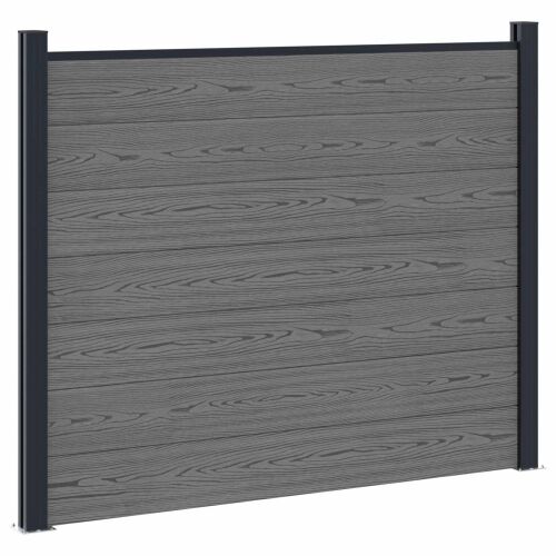 Panel ograde WPC i aluminij Siva - Siva 1 sekcija s 2 stuba (tamnosivi stub) Cijena