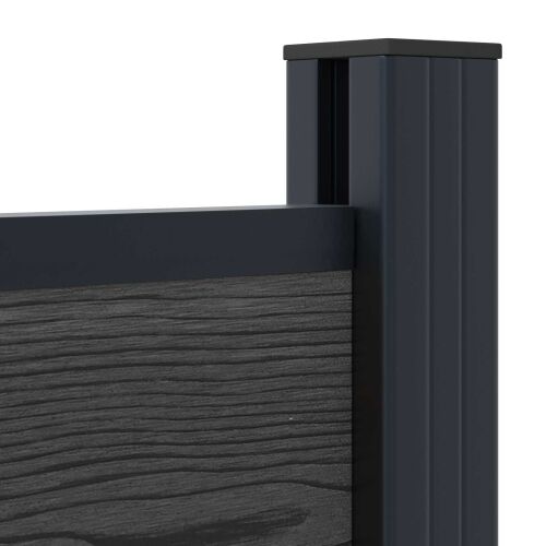 Panel ograde WPC i aluminij Crna - Crna 1 sekcija s 2 stuba (tamnosivi stub) Cijena