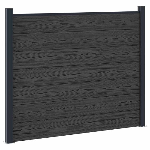 Panel ograde WPC i aluminij Crna - Crna 1 sekcija s 2 stuba (tamnosivi stub) Cijena