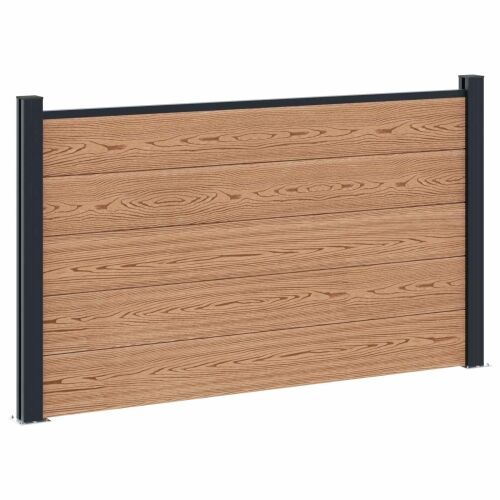 Set ograde 180 x 105 cm WPC i aluminij Smeđa - Smeđa 1 sekcija s 2 stuba (tamno sivi stub) Cijena