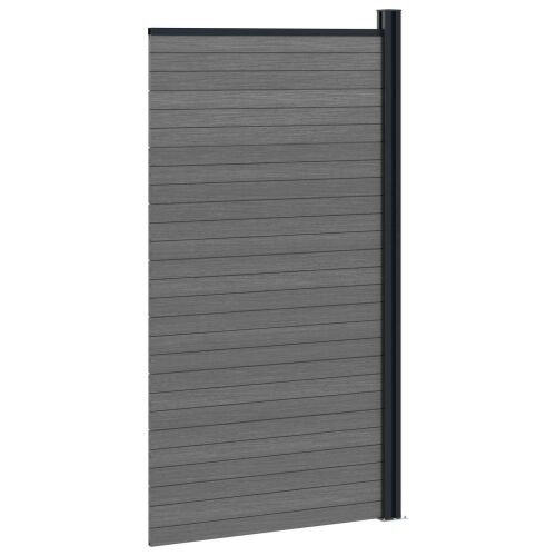 Panel ograde 95 x 186 cm WPC i aluminij Siva - Siva (tamnosiva podloga) Cijena