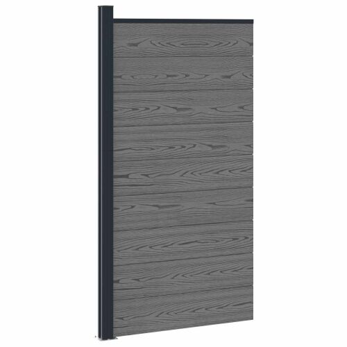 Panel ograde 95 x 186 cm WPC i aluminij Siva - Siva (tamnosiva podloga) Cijena