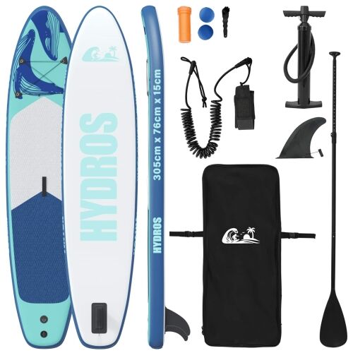 Naflopni SUP HYDROS 305 x 76 x 15 cm Tirkizna za - Tirkizna (uzorak kita) 305 x 76 x 15 cm Cijena