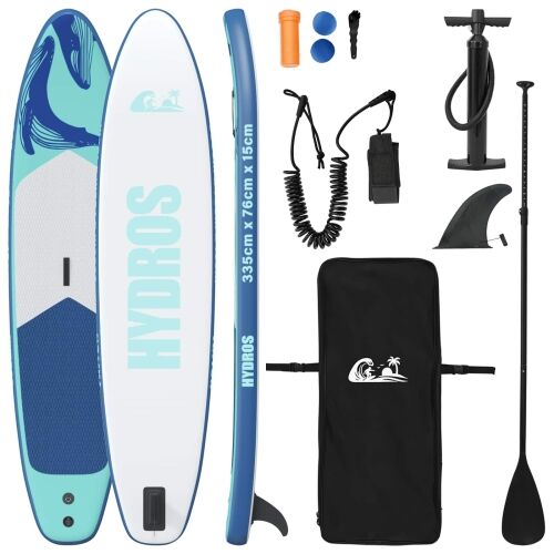 Naflopni SUP HYDROS 335 x 76 x 15 cm Tirkizna za - Tirkizna (uzorak kita) 335 x 76 x 15 cm Cijena