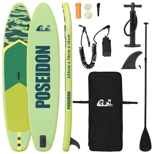 Inflatable Stand Up Paddle Board POSEIDON 335 x 76 x 15 cm za - Zelena (valni uzorak) 335 x 76 x 15 cm Cijena
