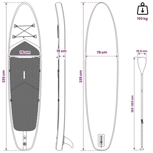 Inflatabilna Daske za Stajanje APEX 335 x 76 x 15 cm Plava za - Tamno plava (uzorak valova) 335 x 76 x 15 cm Cijena
