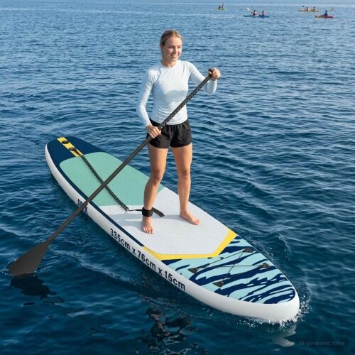 Inflatabilna Daske za Stajanje APEX 335 x 76 x 15 cm Plava za - Tamno plava (uzorak valova) 335 x 76 x 15 cm Cijena