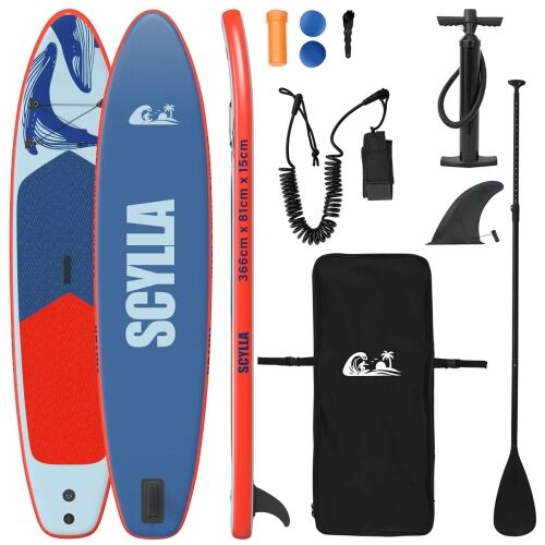 Nadnapuhavajuća Stand Up Paddle Board SCYLLA 366 x 81 x 15 cm - Plava (uzorak kita) 366 x 81 x 15 cm Cijena