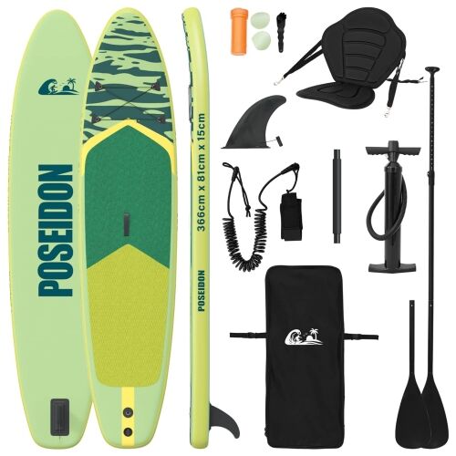 SUP Daska s Mjestom 2-u-1 POSEIDON 366 x 81 x 15 cm Zelena - Zelena 366 x 81 x 15 cm Cijena