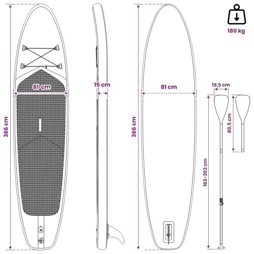 SUP Daska s Mjestom 2-u-1 POSEIDON 366 x 81 x 15 cm Zelena - Zelena 366 x 81 x 15 cm Cijena
