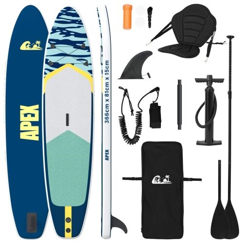 SUP Daska s Mjestom 2-u-1 APEX 366 x 81 x 15 cm Plava - Tamno plava 366 x 81 x 15 cm Cijena