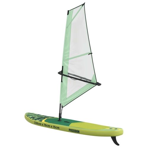Naduvivi SUP s jedrom POSEIDON 330 x 76 x 15 cm Zelena - Zelena (valni uzorak) Cijena