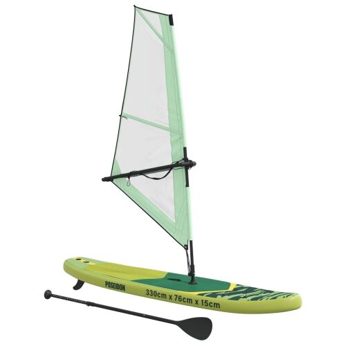 Naduvivi SUP s jedrom POSEIDON 330 x 76 x 15 cm Zelena - Zelena (valni uzorak) Cijena
