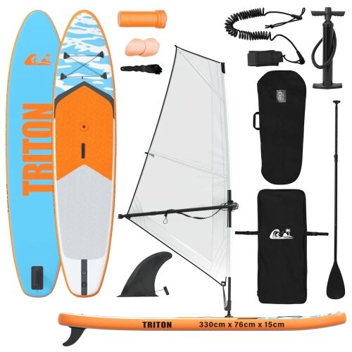 Naduvivi SUP s jedrom TRITON 330 x 76 x 15 cm Plava - Plava (uzorak valova) Cijena
