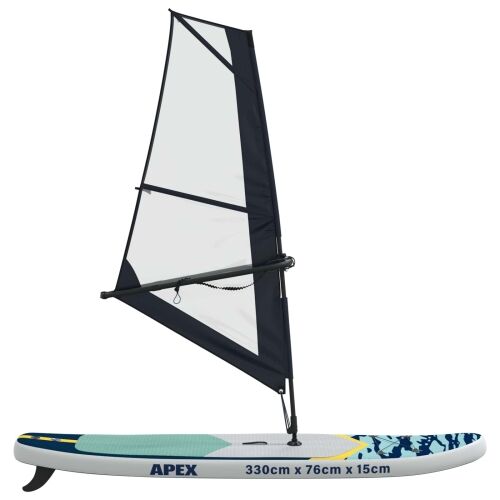 Naduvivi SUP s jedrom APEX 330 x 76 x 15 cm Plava - Tamno plava (uzorak valova) Cijena