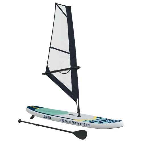 Naduvivi SUP s jedrom APEX 330 x 76 x 15 cm Plava - Tamno plava (uzorak valova) Cijena