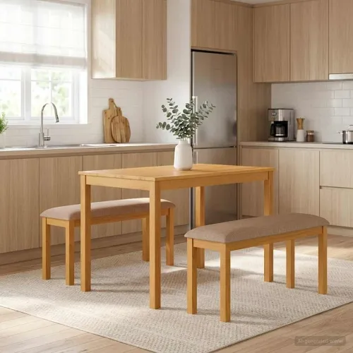 Klupa za blagovanje 95 x 32 x 45 cm Čvrsto Hrastovo Drvo Siva - s sivim jastučićem Cijena