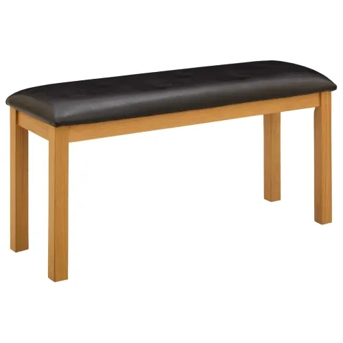 Klupa za blagovanje 95 x 32 x 45 cm Čvrsto Hrastovo Drvo Crna - s crnom jastučićem Cijena