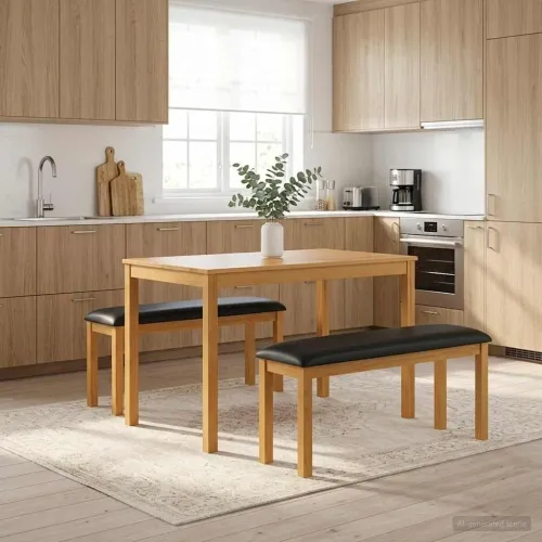 Klupa za blagovanje 95 x 32 x 45 cm Čvrsto Hrastovo Drvo Crna - s crnom jastučićem Cijena
