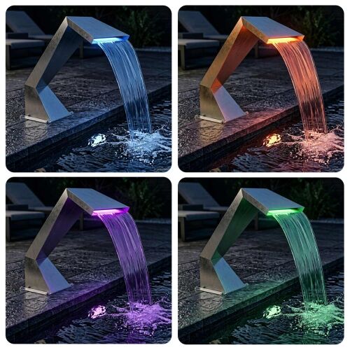 Vodopad za bazen s RGB LED-ima Nehrđajući čelik Srebrna - 63,5 x 29 x 51 cm s RGB LED Cijena